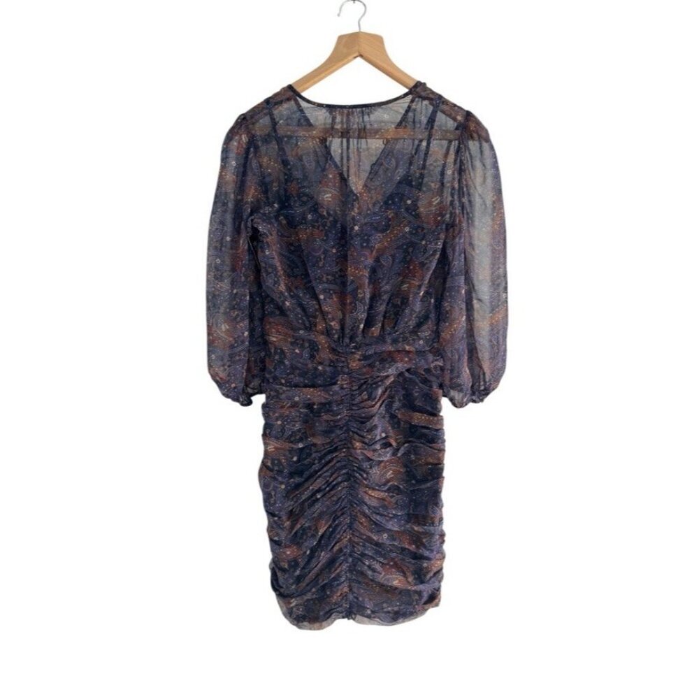 Veronica Beard Woman's Sz 2 Kerri Printed Silk Dress Black Blue Floral Print NWT - Picture 4 of 13